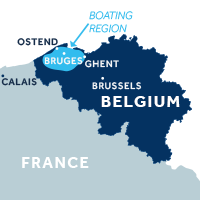 Map showing where the Flanders boating region is in Belgium